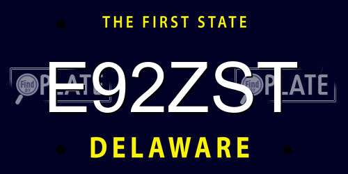 E92ZST Delaware License Plate