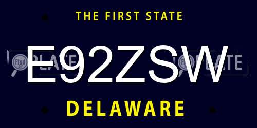 E92ZSW Delaware License Plate