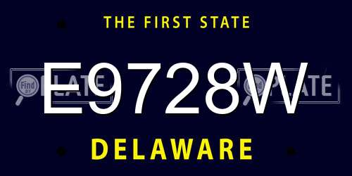 E9728W Delaware License Plate
