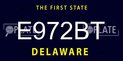 E972BT Delaware License Plate
