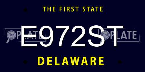 E972ST Delaware License Plate