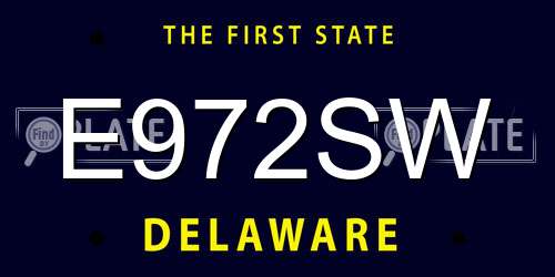 E972SW Delaware License Plate