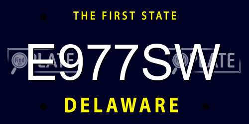 E977SW Delaware License Plate
