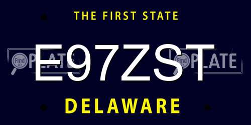 E97ZST Delaware License Plate