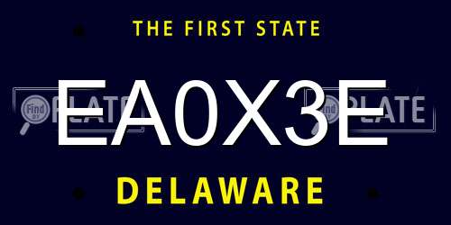 EA0X3E Delaware License Plate