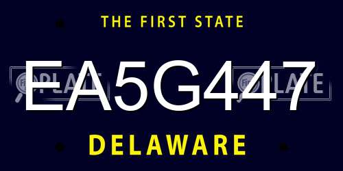 EA5G447 Delaware License Plate