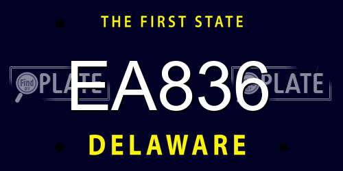 EA836 Delaware License Plate