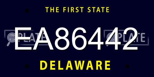 EA86442 Delaware License Plate