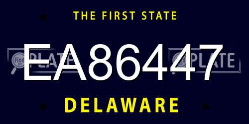 EA86447 Delaware License Plate