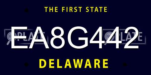 EA8G442 Delaware License Plate