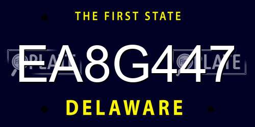 EA8G447 Delaware License Plate