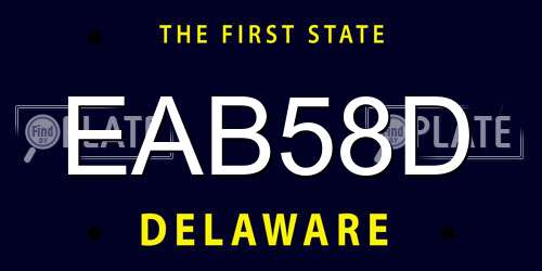 EAB58D Delaware License Plate