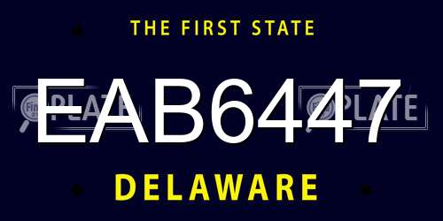EAB6447 Delaware License Plate