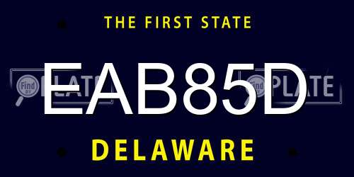 EAB85D Delaware License Plate