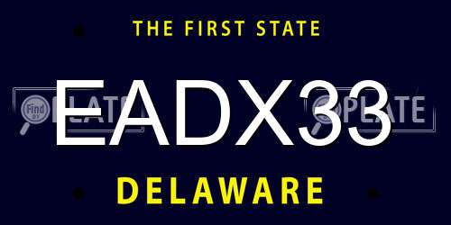 EADX33 Delaware License Plate