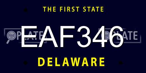 EAF346 Delaware License Plate
