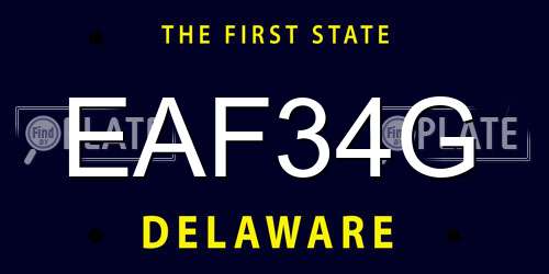 EAF34G Delaware License Plate