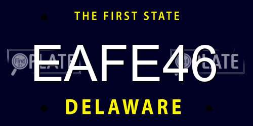 EAFE46 Delaware License Plate