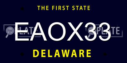 EAOX33 Delaware License Plate