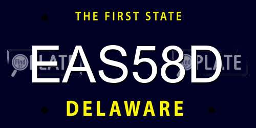 EAS58D Delaware License Plate
