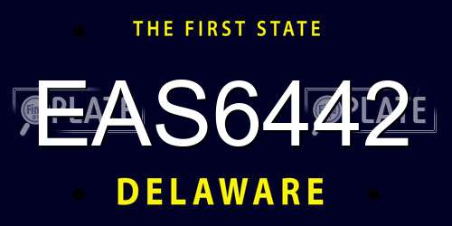 EAS6442 Delaware License Plate
