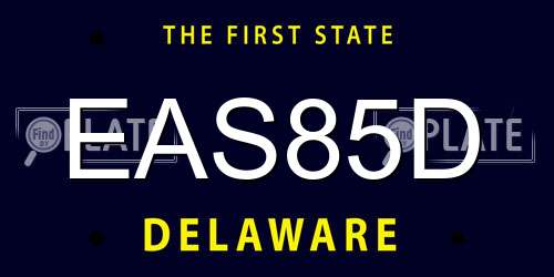 EAS85D Delaware License Plate
