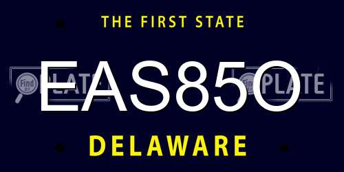 EAS85O Delaware License Plate
