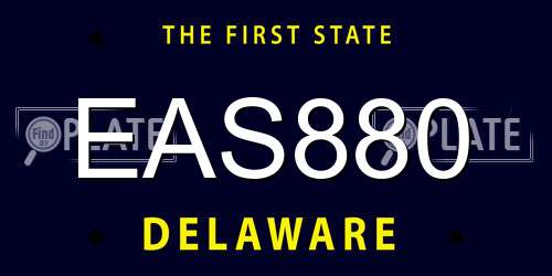 EAS880 Delaware License Plate