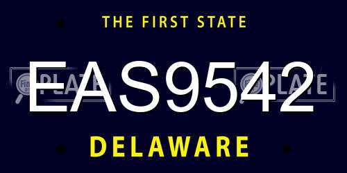 EAS9542 Delaware License Plate