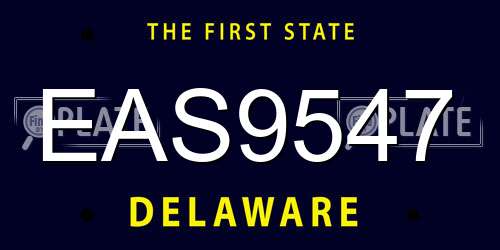 EAS9547 Delaware License Plate