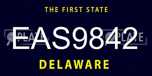 EAS9842 Delaware License Plate