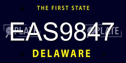 EAS9847 Delaware License Plate