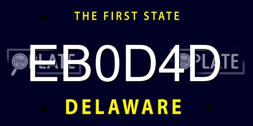 EB0D4D Delaware License Plate