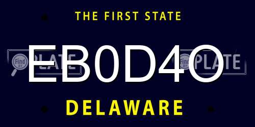 EB0D4O Delaware License Plate