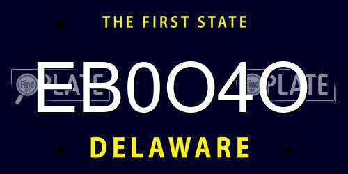EB0O4O Delaware License Plate