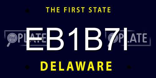 EB1B7I Delaware License Plate