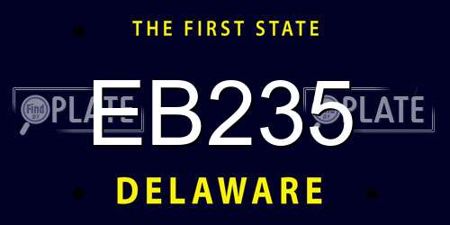 EB235 Delaware License Plate
