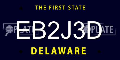 EB2J3D Delaware License Plate
