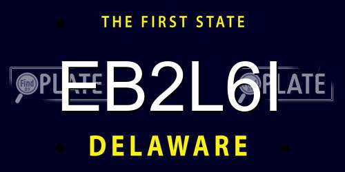 EB2L6I Delaware License Plate