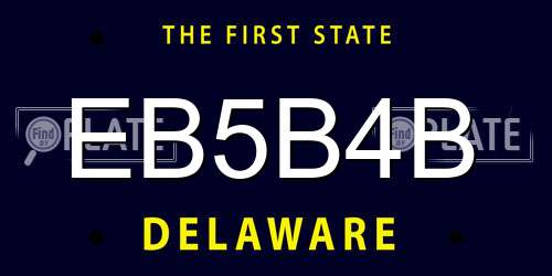 EB5B4B Delaware License Plate