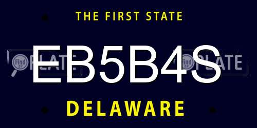 EB5B4S Delaware License Plate