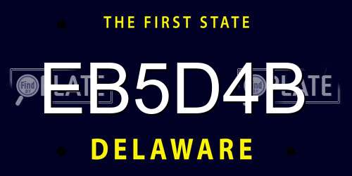 EB5D4B Delaware License Plate
