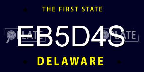 EB5D4S Delaware License Plate