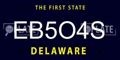 EB5O4S Delaware License Plate