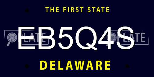 EB5Q4S Delaware License Plate