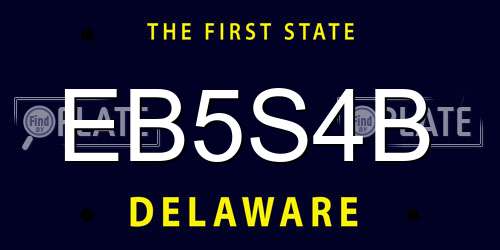 EB5S4B Delaware License Plate