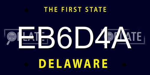 EB6D4A Delaware License Plate