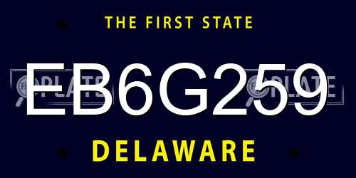 EB6G259 Delaware License Plate