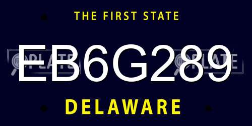 EB6G289 Delaware License Plate