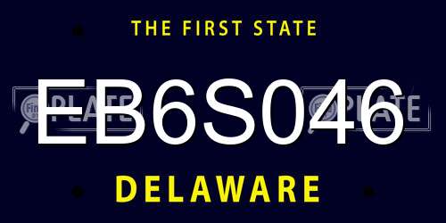 EB6S046 Delaware License Plate
